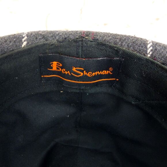 Y2K Ben Sherman Fedora Hat Men L/XL Gray Plaid Wool Black Band Emo Grunge Preppy - Picture 10 of 11